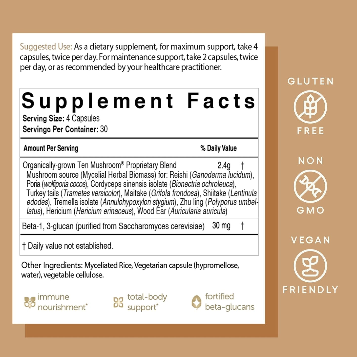 EcoNugenics Ten Mushroom Supplement: Daily Immune Support, 120 Capsules – Lion’s Mane, Reishi, Cordyceps, Turkey Tail – Energy, Gut Health, Liver, Kidney, Cholesterol & Nootropic Brain Support