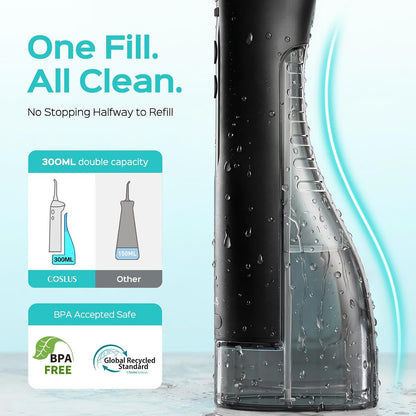 COSLUS ADA Accepted E40 Water Dental Flosser, 10 Pressure Levels, Black Pro