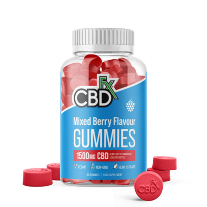 CBDfx 1500mg CBD High Strength Vegan Mixed Berry Gummies 25mg CBD per Gummy