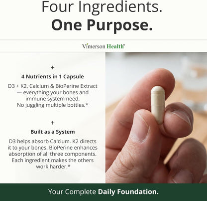 Vitamin D3 K2 Calcium Supplement – Vitamin D3 5000 IU, K2 MK7 – 60 Capsules