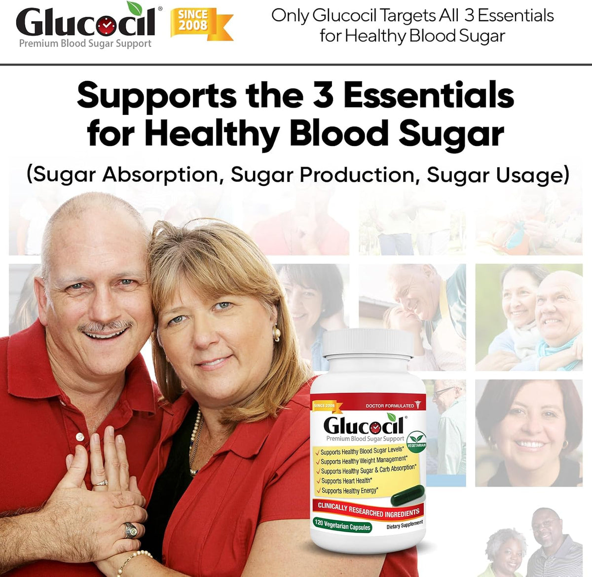 Glucocil – Vegetarian Capsules - Premium Blood Sugar Support - Supports the 3 Essentials for Healthy Blood Sugar - with Berberine, Proprietary Mulberry Leaf, and More
