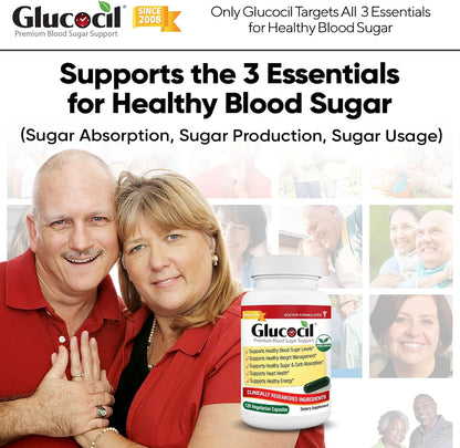 Glucocil – Vegetarian Capsules - Premium Blood Sugar Support - Supports the 3 Essentials for Healthy Blood Sugar - with Berberine, Proprietary Mulberry Leaf, and More