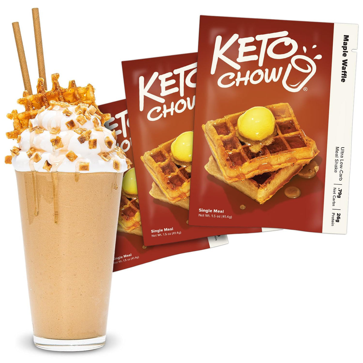 Keto Chow Chocolate Peanut Butter Meal Replacement Shake Powder, 3 Meals