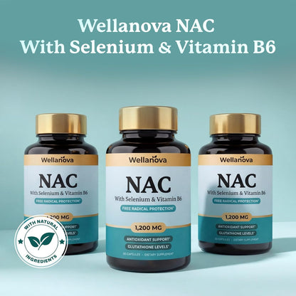 NAC Supplement 1,200 mg – 100% Pure N-Acetyl Cysteine (NAC) with Selenium | Vitamin B6, Antioxidant & Glutathione Support, 60 Capsules