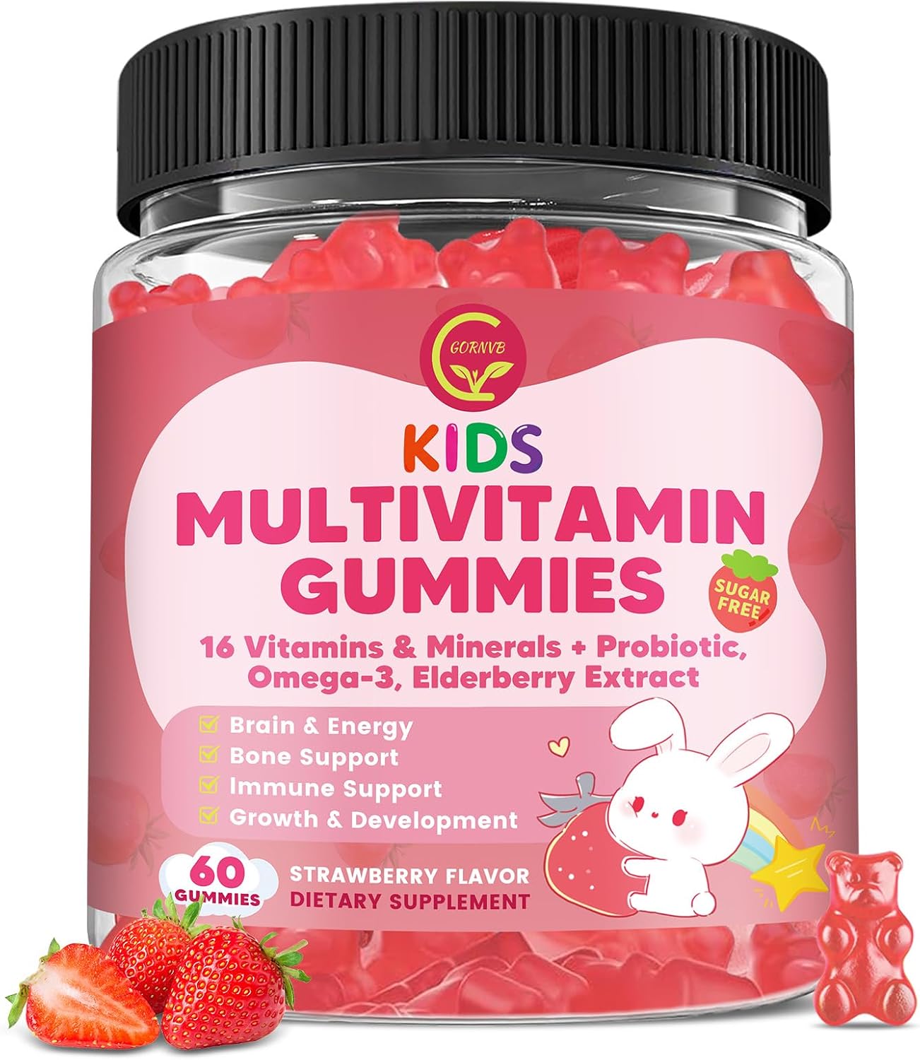 Kids Methylated Multivitamin Gummies with Omega 3, 16 Vitamins, Sugar Free | Multivitamin for Kids & Teens 4+ w/L Methylfolate & B12, Calcium, Probiotics, Elderberry, for Healthy Growth, Immune Support