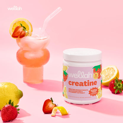 Wellah Creatine for Women - Creatine Monohydrate with Dandelion & Cranberry Extract (50 Servings, Strawberry Lemonade) | Creatine Monohydrate with Dandelion & Cranberry Extract