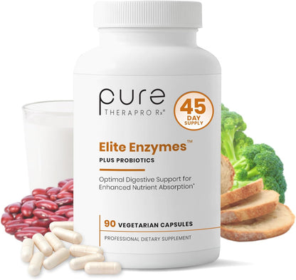 Pure Therapro Rx Elite Enzymes Extra Strength Digestive Enzymes Supplement for Women & Men, 90 Vegetarian Capsules