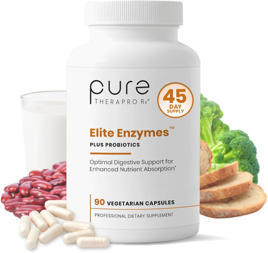 Pure Therapro Rx Elite Enzymes Extra Strength Digestive Enzymes Supplement for Women & Men, 90 Vegetarian Capsules