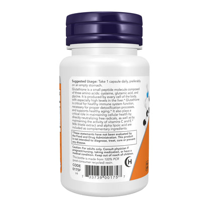 NOW Foods Supplements, Glutathione 500 mg, With Milk Thistle Extract & Alpha Lipoic Acid, Free Radical Neutralizer*, 60 Veg Capsules