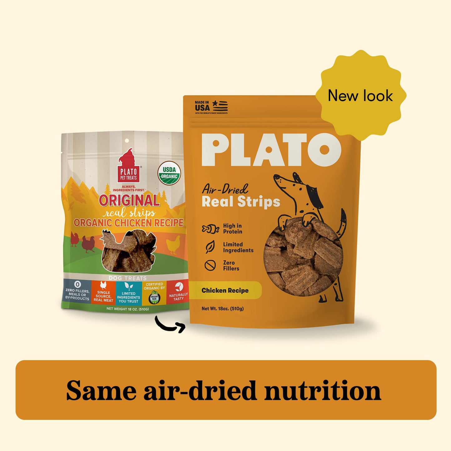 Plato Real Strips Turkey & Pumpkin Recipe Dog Treats, Air-Dried High-Protein Grain-Free Soft Strips with Real Pumpkin, 18 oz