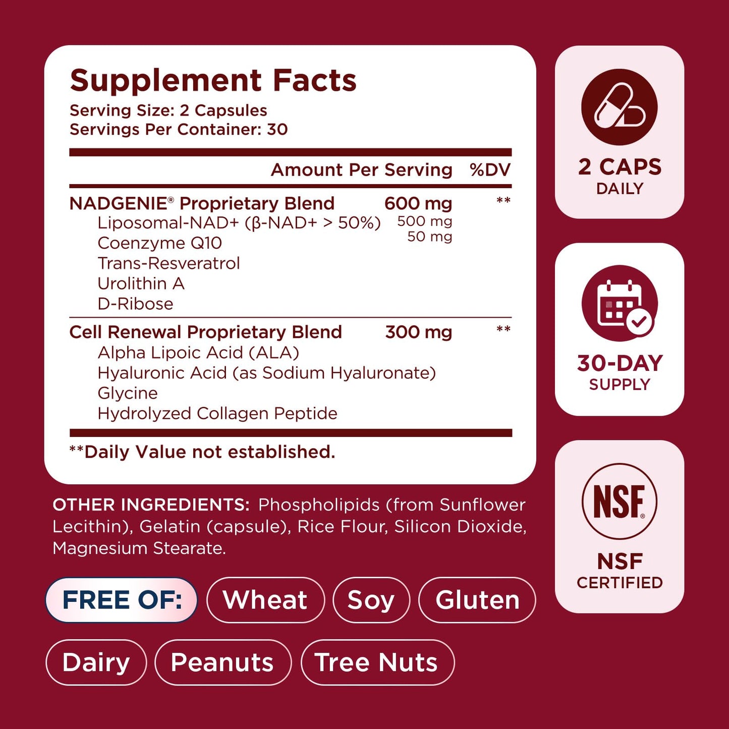 NAD+ Supplement for Women - NMN Alternative with β-NAD+, Trans-Resveratrol, CoQ10, D-Ribose - Promotes Cellular Renewal, Energy, and Radiant Skin Health - 60 Capsules Advanced