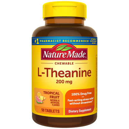 Nature Made Chewable L Theanine 200mg, L-Theanine Supplement for Stress Relief