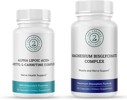 Magnesium Bisglycinate + ALA & ALC Complex Bundle | Muscle Support, Nerve Health, Energy, Metabolism, Cognitive Function & Daily Wellness by 2nd Springs