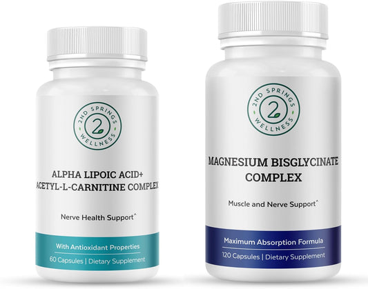Magnesium Bisglycinate + ALA & ALC Complex Bundle | Muscle Support, Nerve Health, Energy, Metabolism, Cognitive Function & Daily Wellness by 2nd Springs