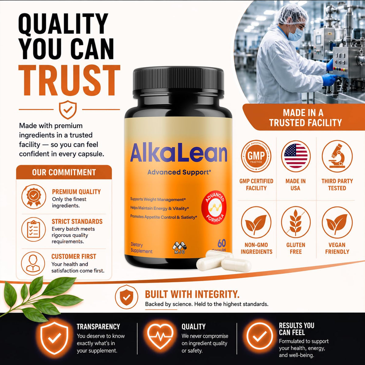 Alkalean Capsules, Alka Lean Weight Management Support Pills, 60 Capsules