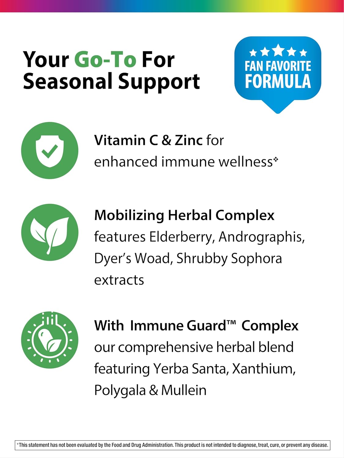 Rainbow Light Counter Attack Immune Defense Support Supplement for Adults | 90 Tablets | with Immune Guard, Zinc & Vitamin C