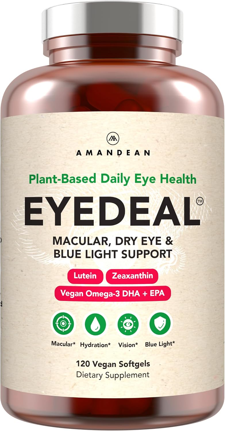 AMANDEAN EYEDEAL Lutein & Zeaxanthin + Vegan Omega-3 Eye Vitamins, 120ct