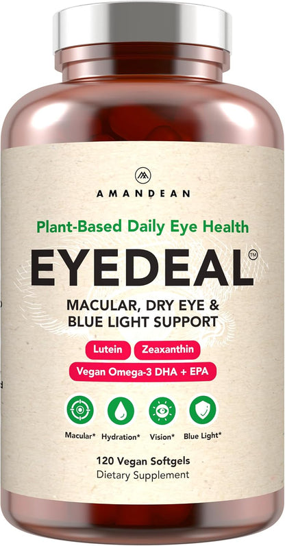 AMANDEAN EYEDEAL Lutein & Zeaxanthin + Vegan Omega-3 Eye Vitamins, 120ct