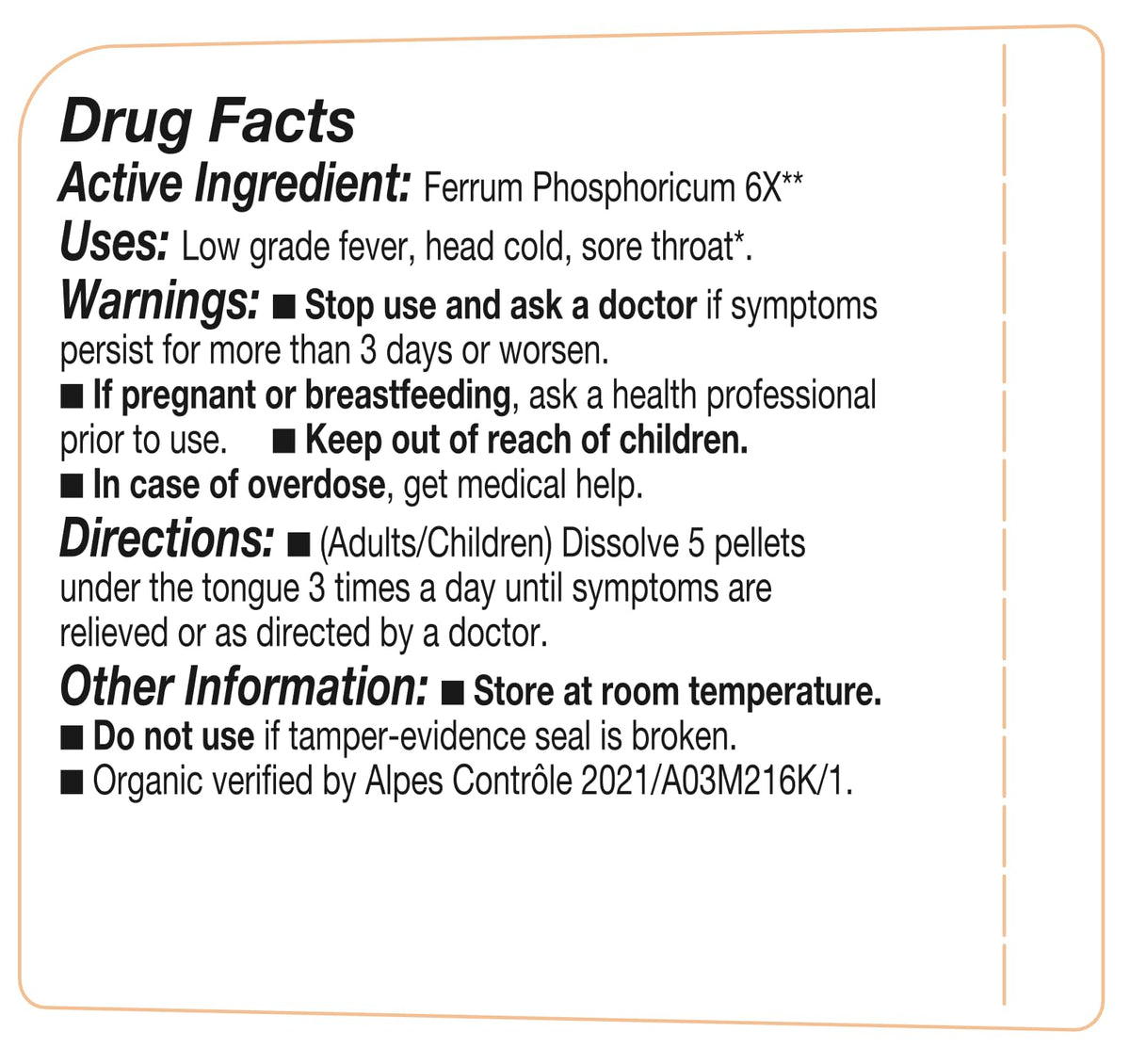 Ferrum Phosphoricum- OLLOIS - Organic & Vegan, Kosher Certified, Cell Salt #4 (Approx. 80 pellets)
