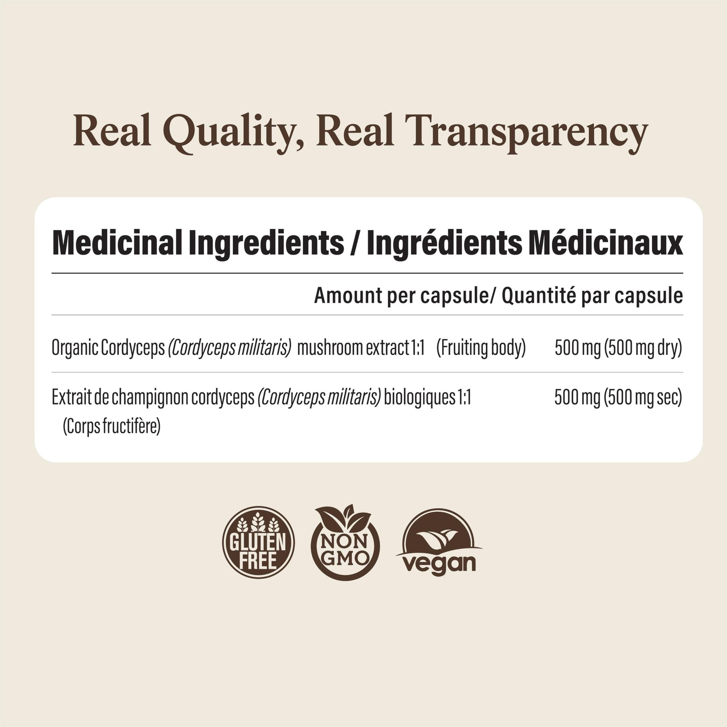 Real Mushrooms Supplement Capsules - Cordyceps Mushroom Powder Rich in Beta Glucans - Mushroom Pills Cordyceps for Energy and Performance - Vegan, Non-GMO, No Grain Fillers, 120 ct
