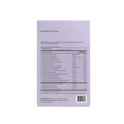 Perelel 1st Trimester Prenatal Multivitamin Powder - Daily No-Nausea Formula