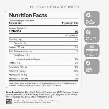 HumanN SuperBeets Beet Root Powder - Non-GMO Beetroot Superfood - Nitric Oxide Supplement for Heart Health, Circulation & Blood Pressure Support - Black Cherry, 30 Servings
