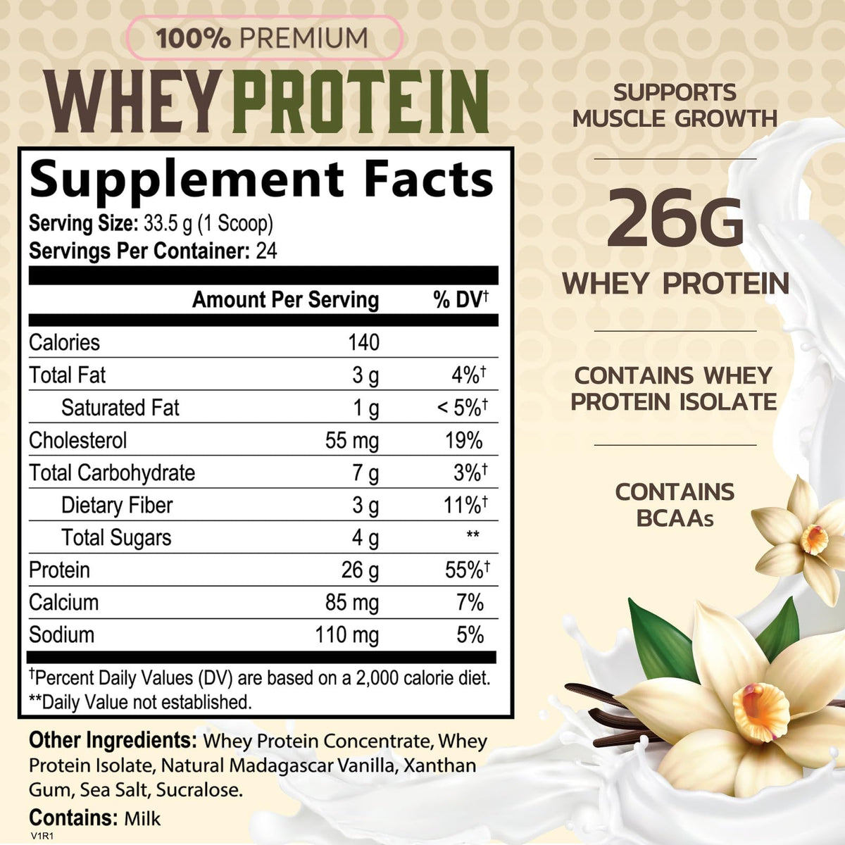 Nature's Protein Powder, 100% Whey Protein Powder Isolate, Immune Support, BCAAs