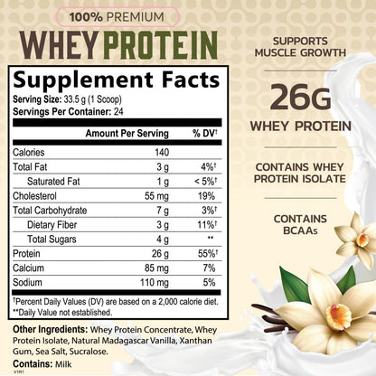 Nature's Protein Powder, 100% Whey Protein Powder Isolate, Immune Support, BCAAs