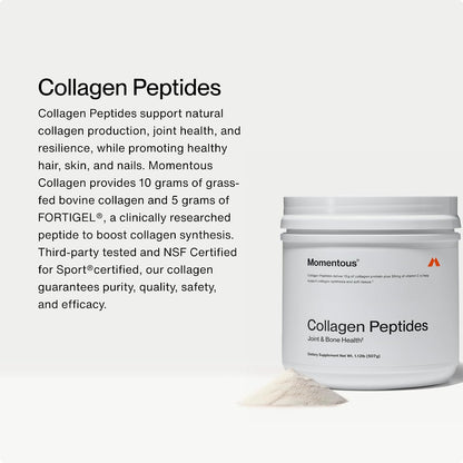 Momentous Creatine Monohydrate Powder & Grass-Fed Collagen Peptides Powder Stack - Supports Strength, Lean Muscle, & Recovery - FORTIGEL & Vitamin C for Hair, Skin, Nails, & Joint Health Support