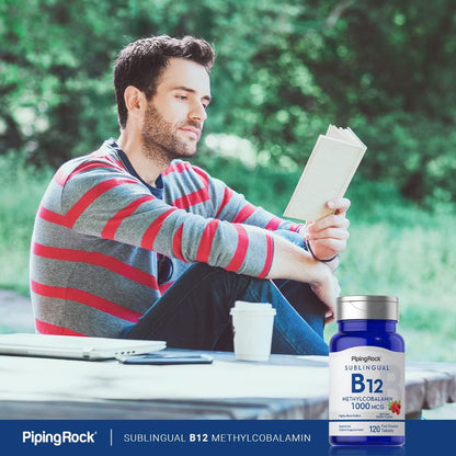 Piping Rock Vitamin B12 1000 mcg Sublingual | 120 Tablets | As Methylcobalamin | Berry Flavor | Vegetarian, Non-GMO, Gluten Free Supplement