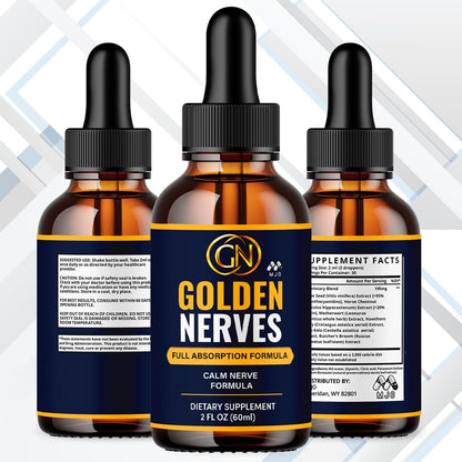 Golden Nerves Drops, Golden Nerves Elixir Nerve Support 2-Pack, 60 Servings