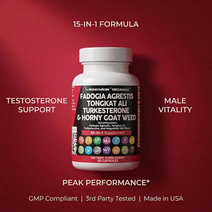 Clean Nutraceuticals Fadogia Agrestis Tongkat Ali Turkesterone Supplement with Horny Goat Weed, Saw Palmetto, Maca Root, Siberian Ginseng, Tribulus Terrestris, Fenugreek, Wild Yam - 60 Count