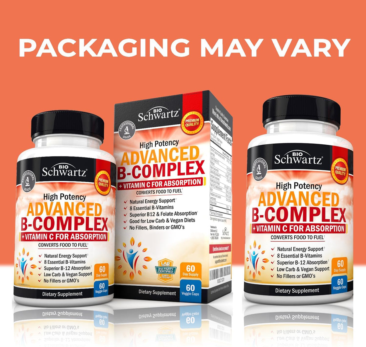Vitamin B Complex with Vitamin C for Maximum Absorption, 60 Capsules