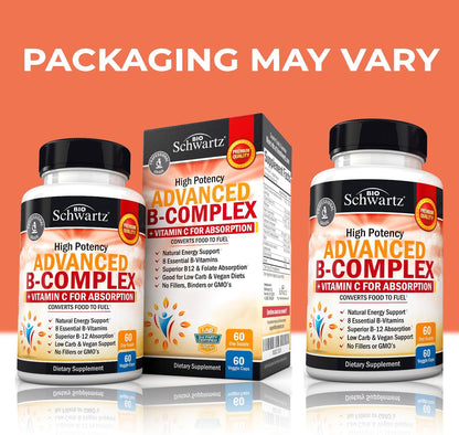 Vitamin B Complex with Vitamin C for Maximum Absorption, 60 Capsules