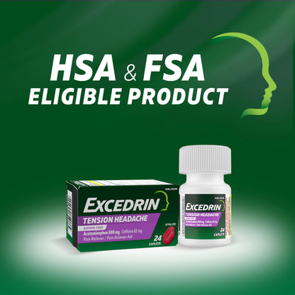 Excedrin Tension Headache Relief Caplets Without Aspirin for Head, Neck and Shoulder Pain Relief - 100 Count