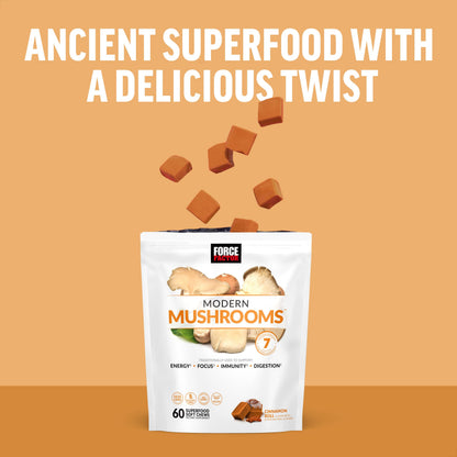 FORCE FACTOR Modern Mushrooms Soft Chews, Mushroom Supplement with Lions Mane