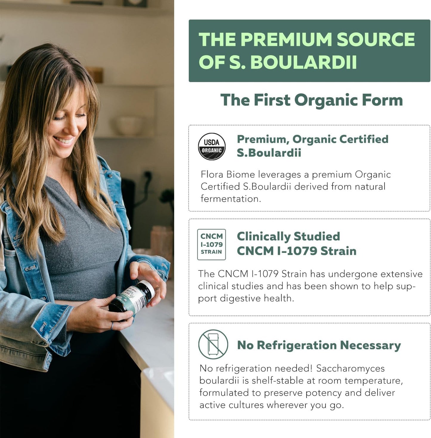Organic Saccharomyces Boulardii - 10 Billion CFU - Clinically Validated CNCM I-1079 Probiotic Strain - Gut, Digestion & Healthy Bowel Support - First Organic Form of S. Boulardii Probiotic - 60 Count