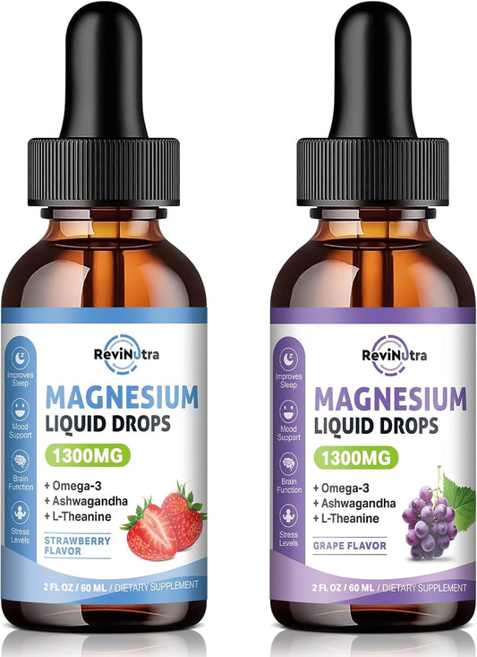 2 Pack Triple Magnesium Complex Liquid Drops Strawberry & Grape Flavor