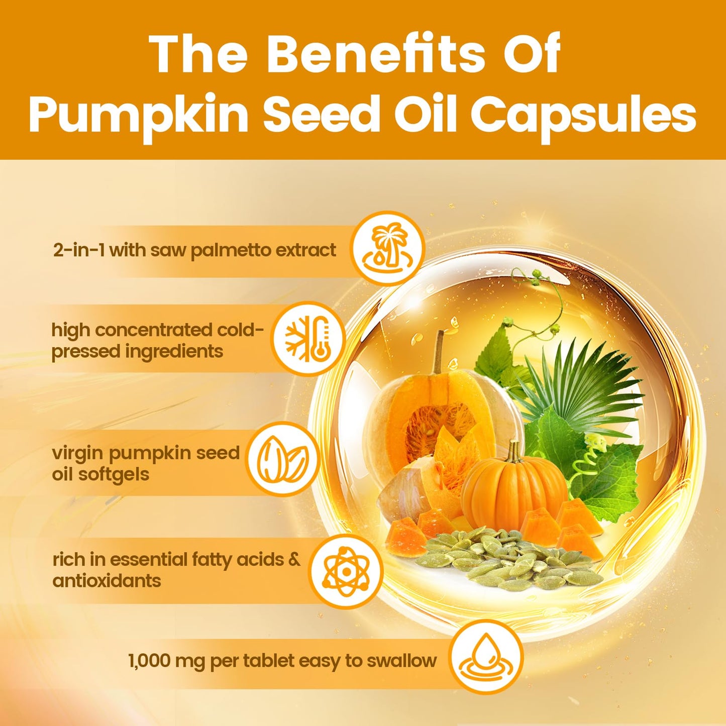 VivoNu Saw Palmetto Capsules Extract 8 in 1, Pumpkin Seed Oil - Supports Prostate Health, Relieves Urination Issues, Supports Hair Growth, DHT Blocker 240 Softgels