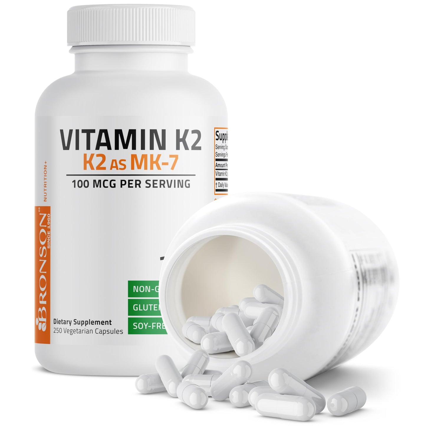 Bronson Vitamin K2 as MK-7 Menaquinone 100 mcg Non-GMO, 120 Capsules