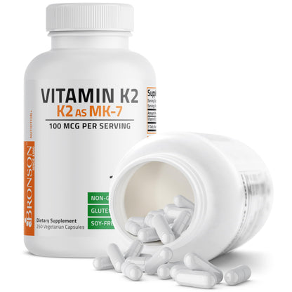 Bronson Vitamin K2 as MK-7 Menaquinone 100 mcg Non-GMO, 120 Capsules