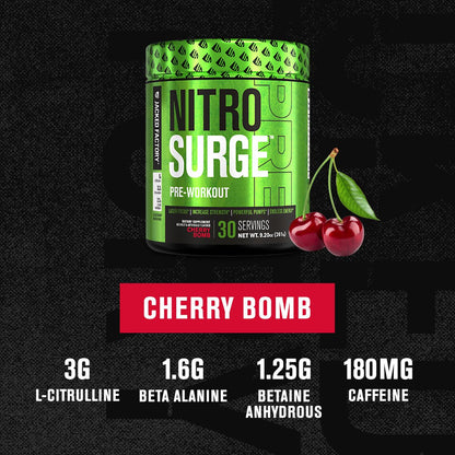NITROSURGE Pre Workout Supplement - Endless Energy, Instant Strength Gains