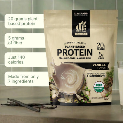 Dr. Murray's USDA Organic Plant Based Protein Powder | 20g Protein | 6g Fiber | Vegan & Keto | Gluten & Dairy Free | Low Carb | No Added Sugar | Matcha, 1 lb.