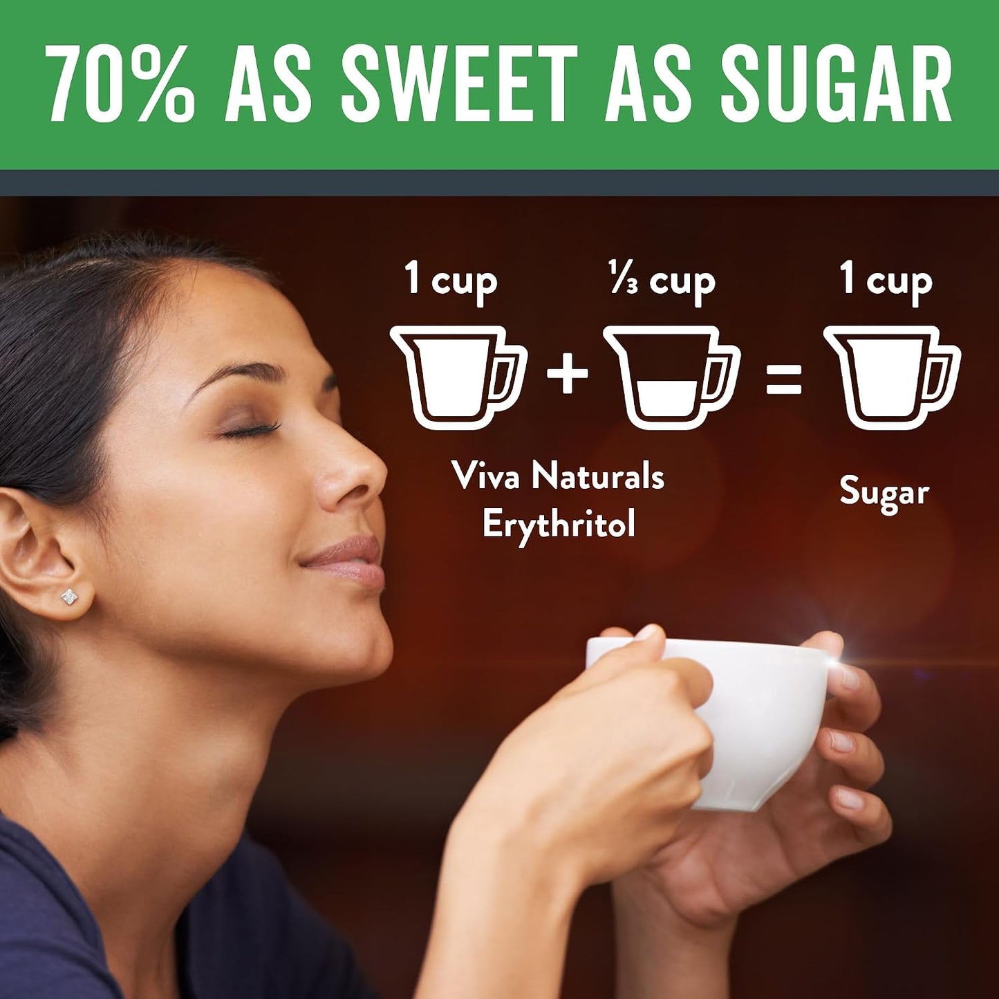 Viva Naturals Erythritol Sweetener, 3 lb – Zero Calorie Sugar Alternative, No Bitter Aftertaste, Low Glycemic Index, Ideal for Baking & Sweetening - Keto Friendly, Non-GMO