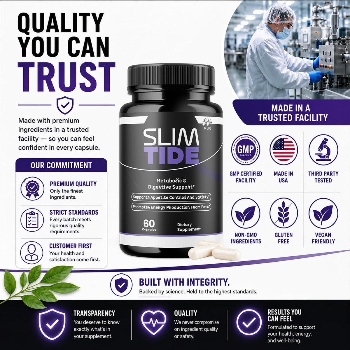Slim Tide Weight Loss Capsules, Official SlimTide Supplement - 60 Capsules