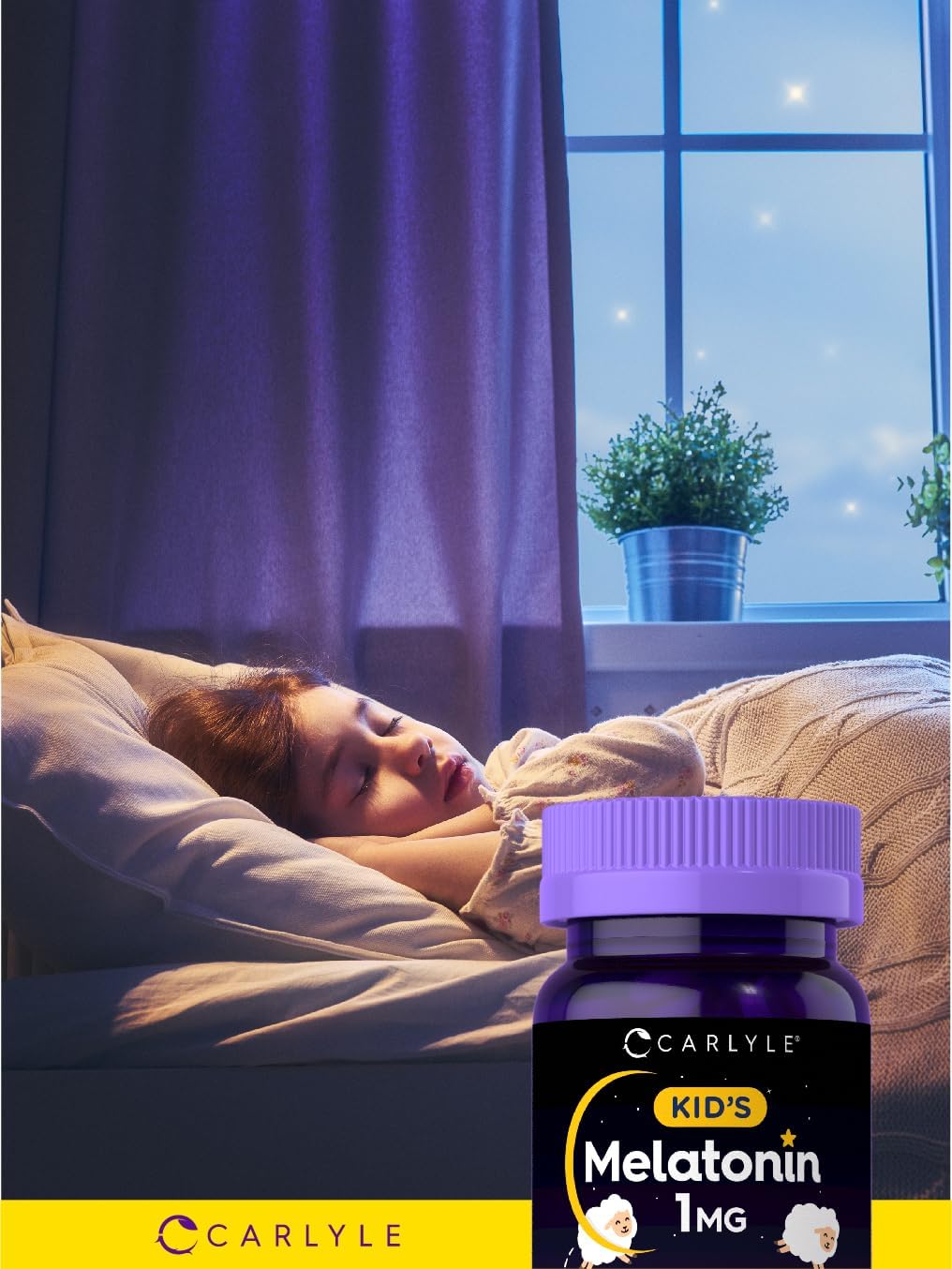 Carlyle Kids Melatonin 1mg | 120 Chewable Tablets | Fruit Flavor | Vegetarian Supplement | Non-GMO, Gluten Free Formula