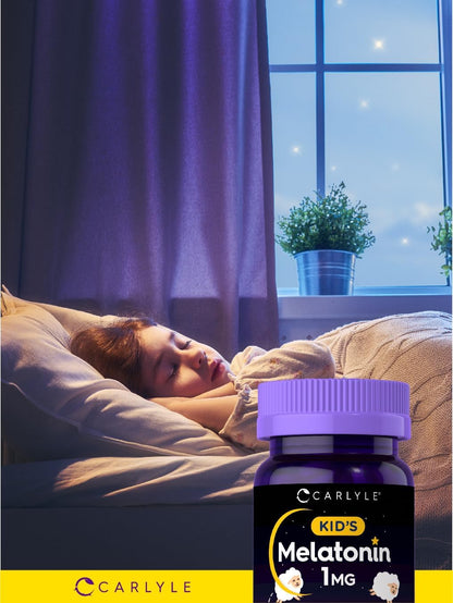 Carlyle Kids Melatonin 1mg | 120 Chewable Tablets | Fruit Flavor | Vegetarian Supplement | Non-GMO, Gluten Free Formula