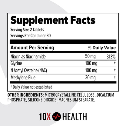 10X Health Methylene Blue Drops - 30ml Drops | Focus Support Supplement: With Black Pepper Extract, Energy Support, Vegan, Non-GMO, 30ml
