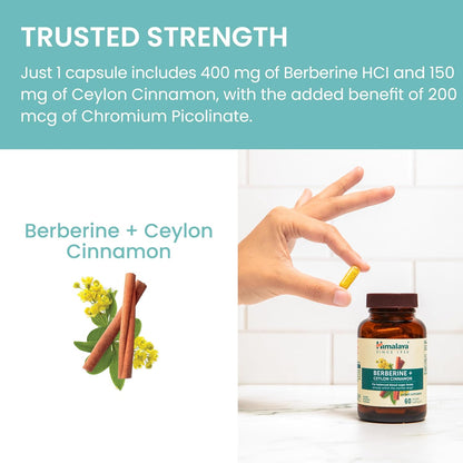 Himalaya Berberine with Ceylon Cinnamon+Chromium Picolinate,60 Caps
