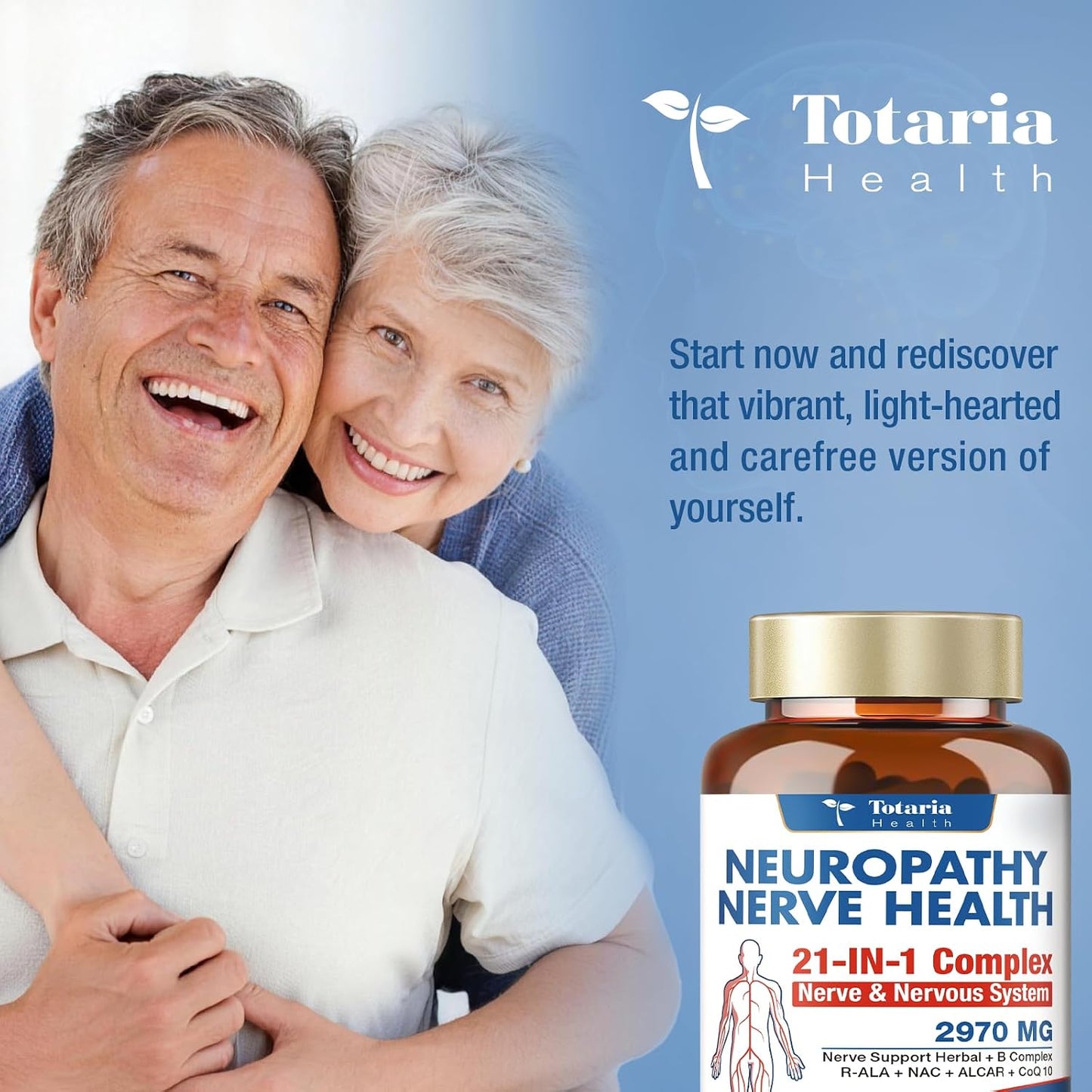 Totaria Alpha Lipoic Acid Neuropathy Supplement - Nerve Health, R Alpha Lipoic Acid 600mg, ALA Supplement Healthy Nerve Function Metabolism and Cell Energy, Non-GMO, Gluten Free, Vegan Safe